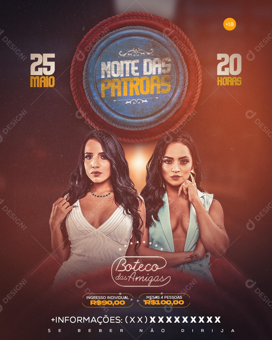 Flyer Noite Das Patroas Boteco Das Patroas Social Media PSD Editável