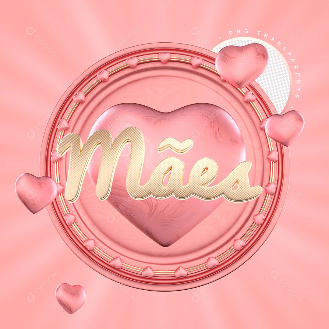 Selo 3D Para Composição Coração De Mãe PSD Editável