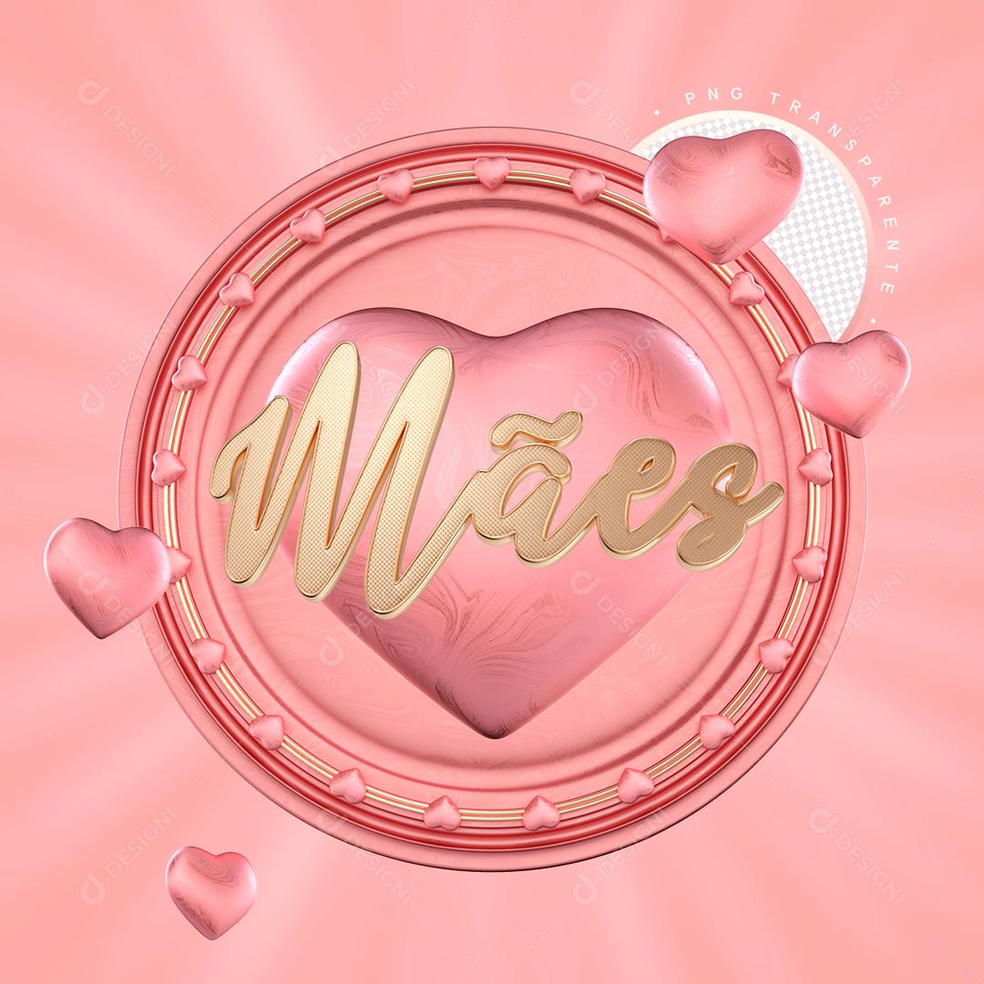 Selo 3D Para Composição Coração De Mãe PSD Editável