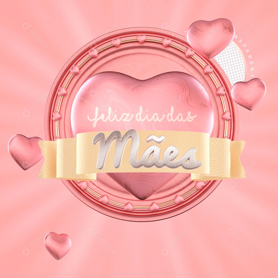 Selo 3D Para Composição Coração De Mãe PSD Editável