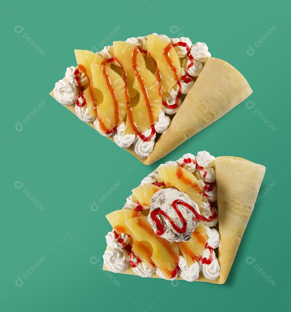 crepe de abacaxi com sorvete