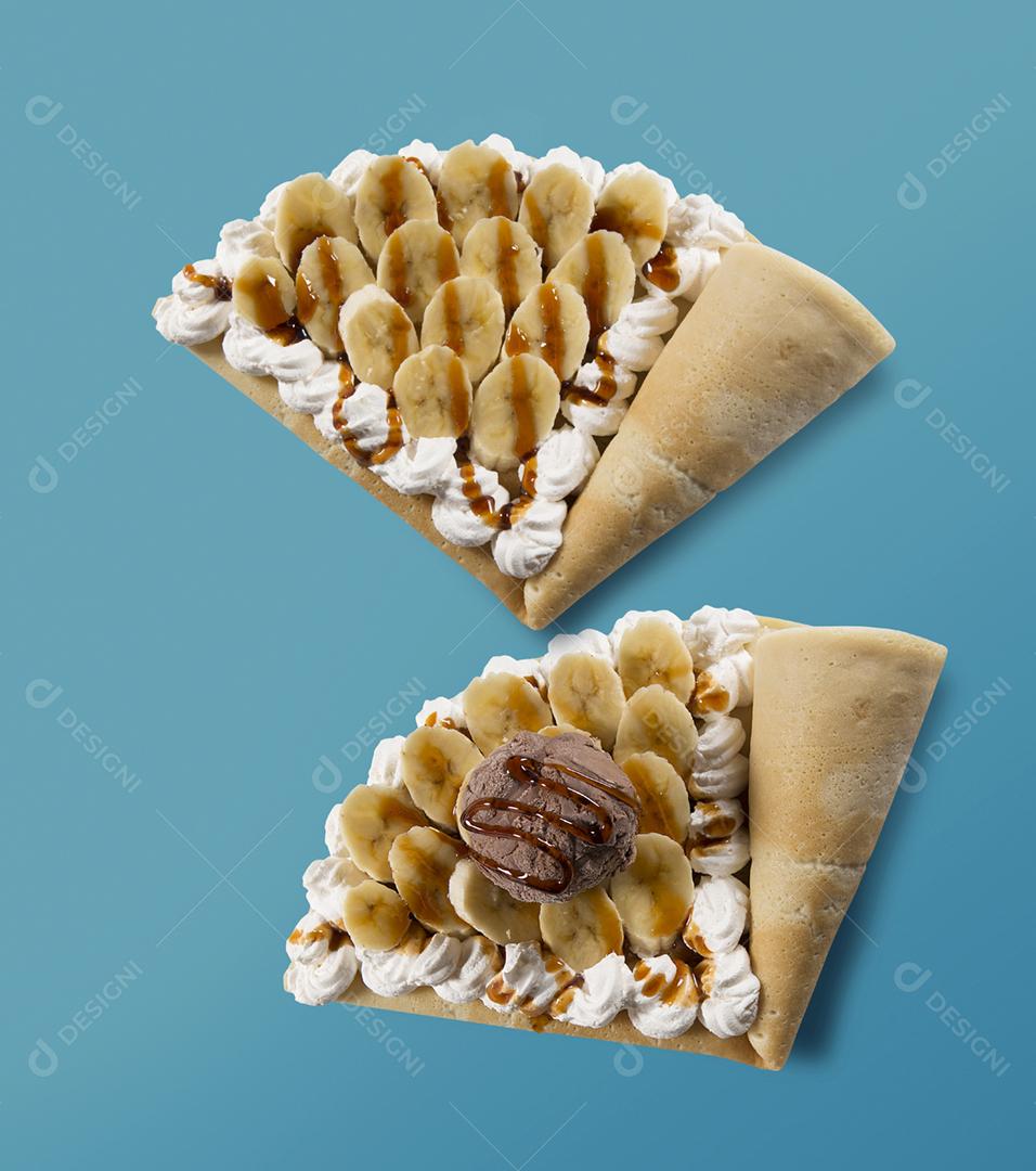 crepe de banana com sorvete de chocolate