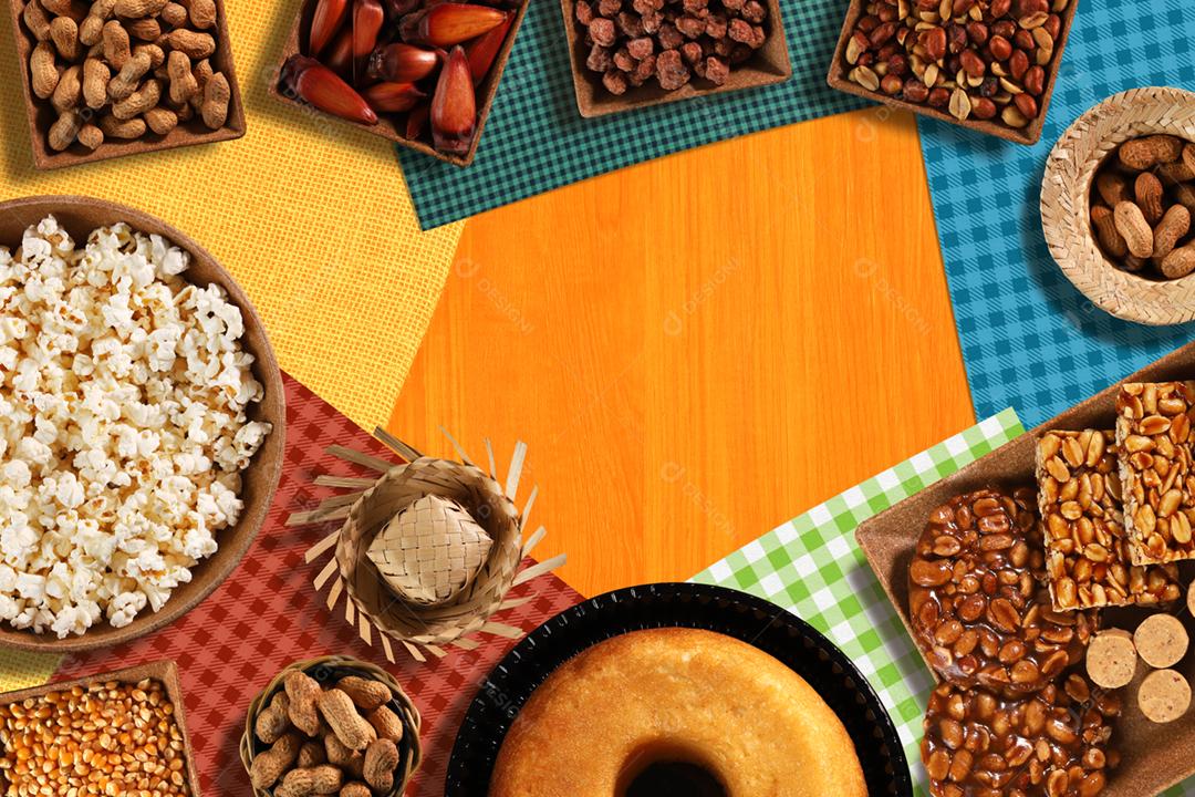 Grupo alimentar de Festa Junina uma festa típica brasileira em amarelo b