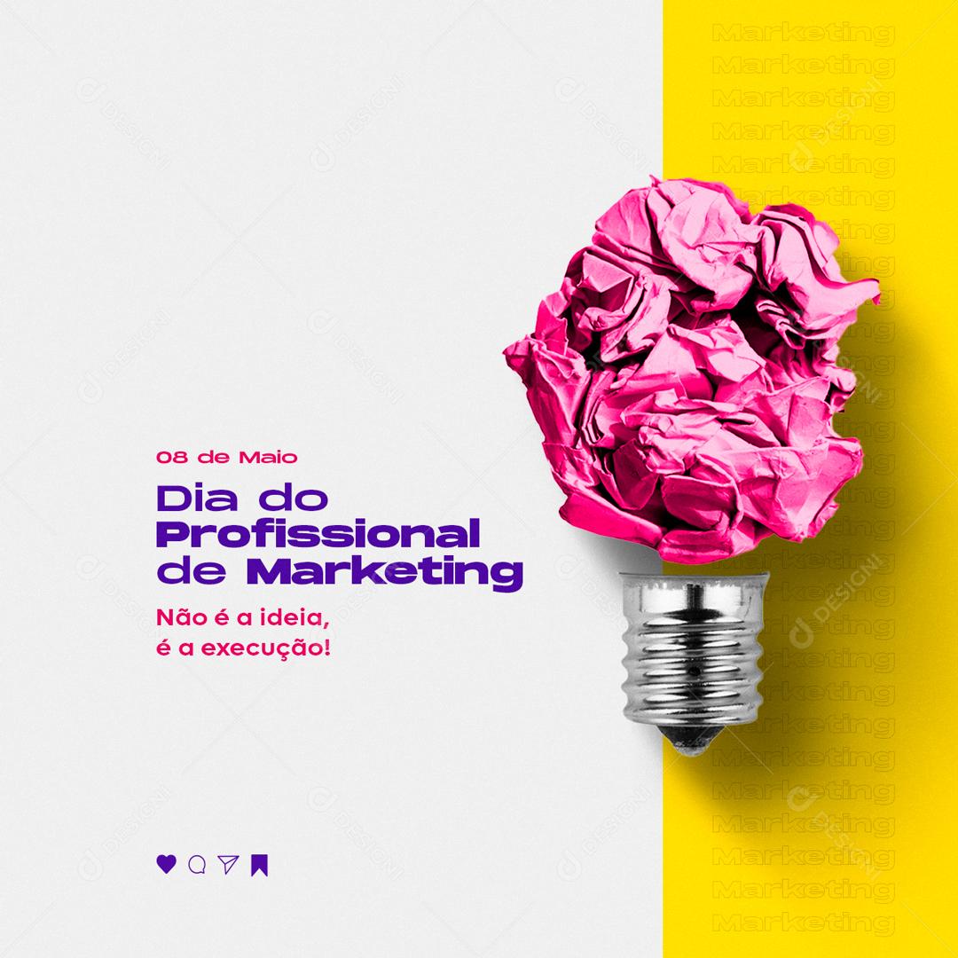 Social Media Dia do Profissional de Marketing 08 de Maio PSD Editável