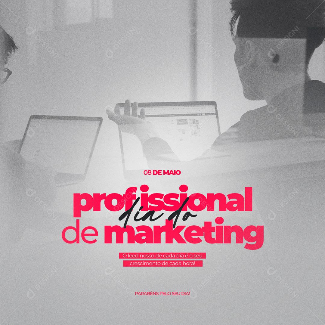 Social Media Dia do Profissional de Marketing 08 de Maio PSD Editável