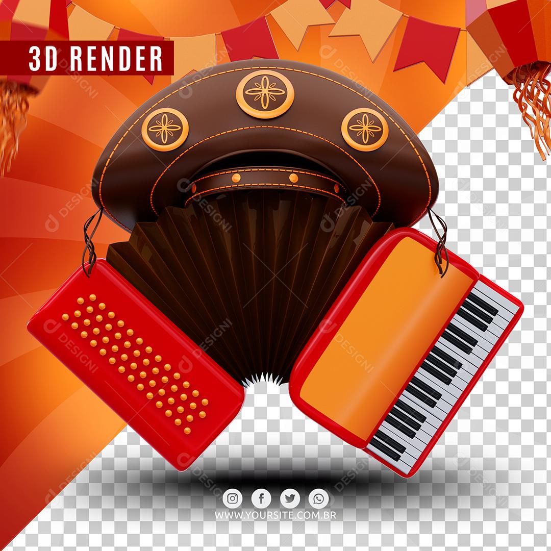 Sanfona Elemento 3D Para Composição PSD