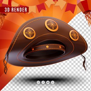 Chapéu de Festa Junina Marom São João Elemento 3D Para Composição PSD