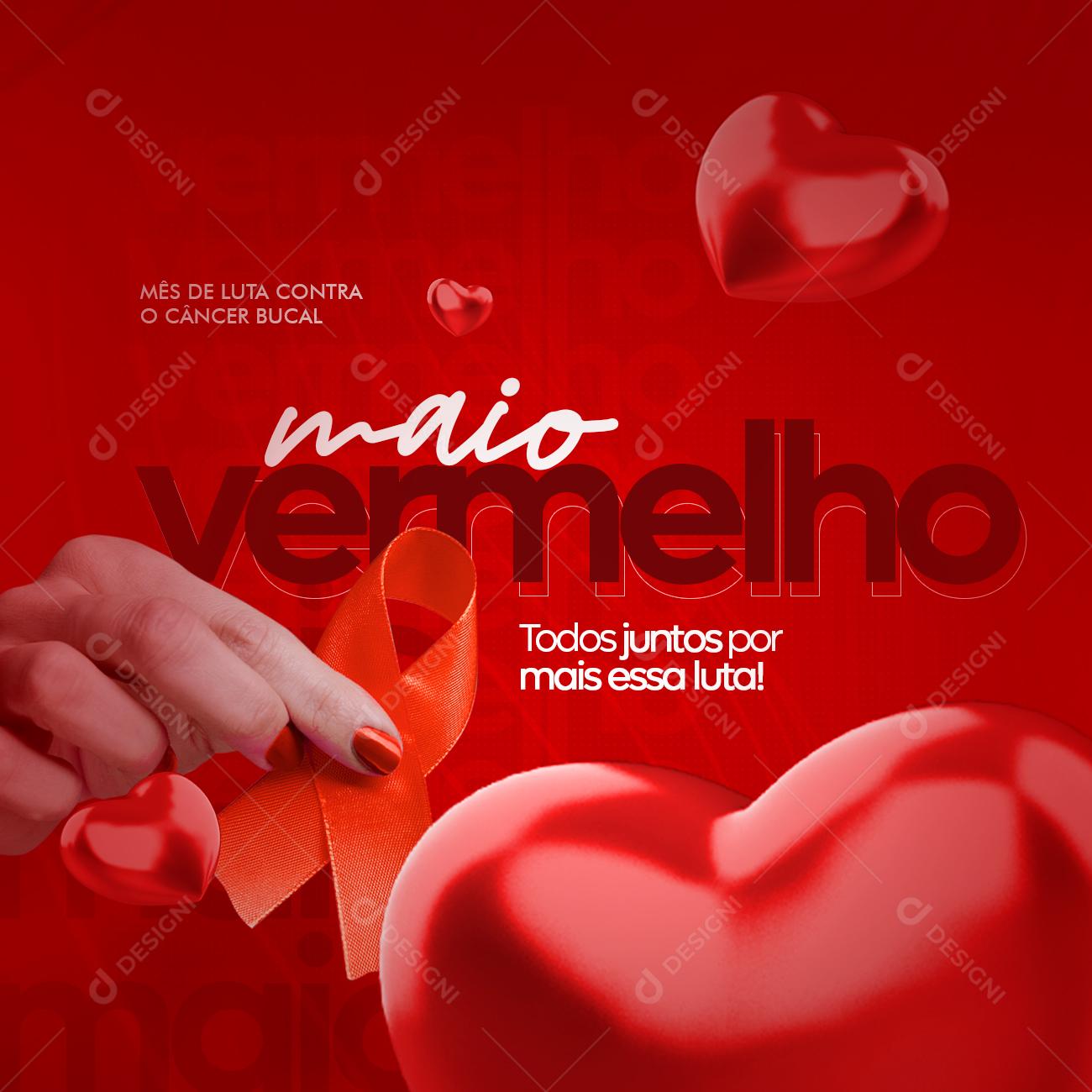 Social Media Todos juntos por mais essa Luta Maio Vermelho PSD Editável