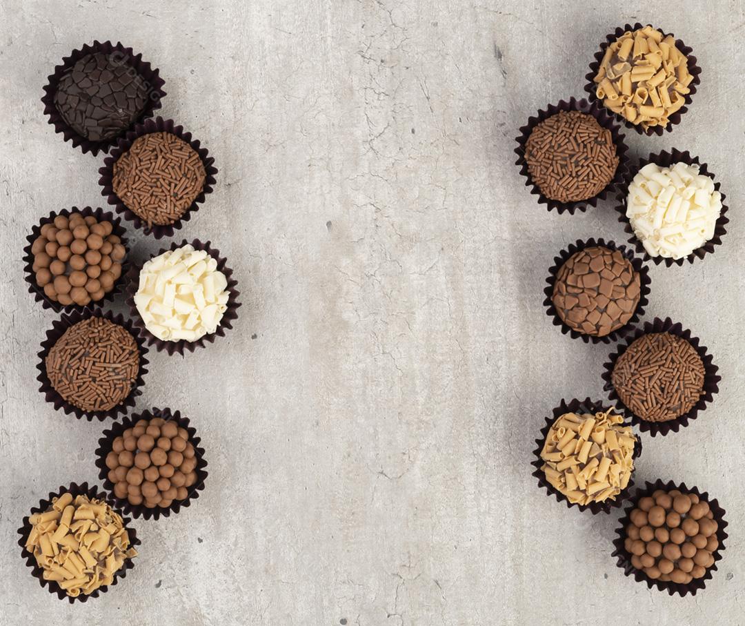 Typical Brazilian brigadeiros, various flavors with copy space
