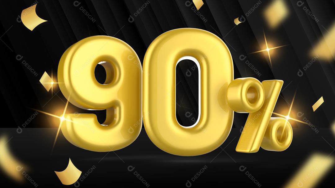 Número 3D 90% Dourado Para Composição PSD