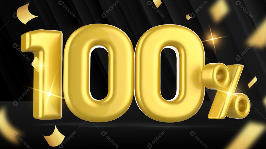 Número 3D 100% Dourado Para Composição PSD