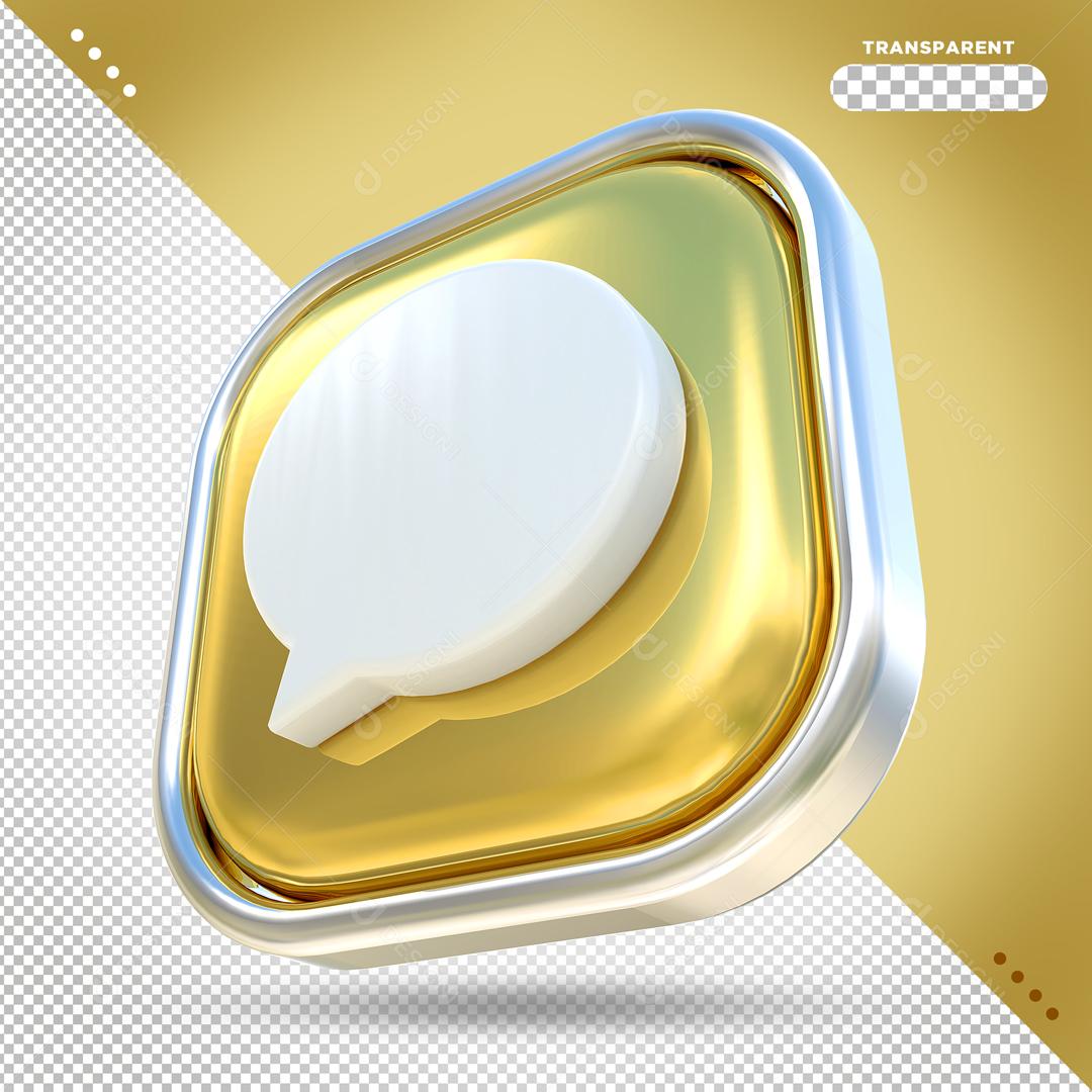 3D Elemento Caixa de Mensagem Dourado Para Composição PSD
