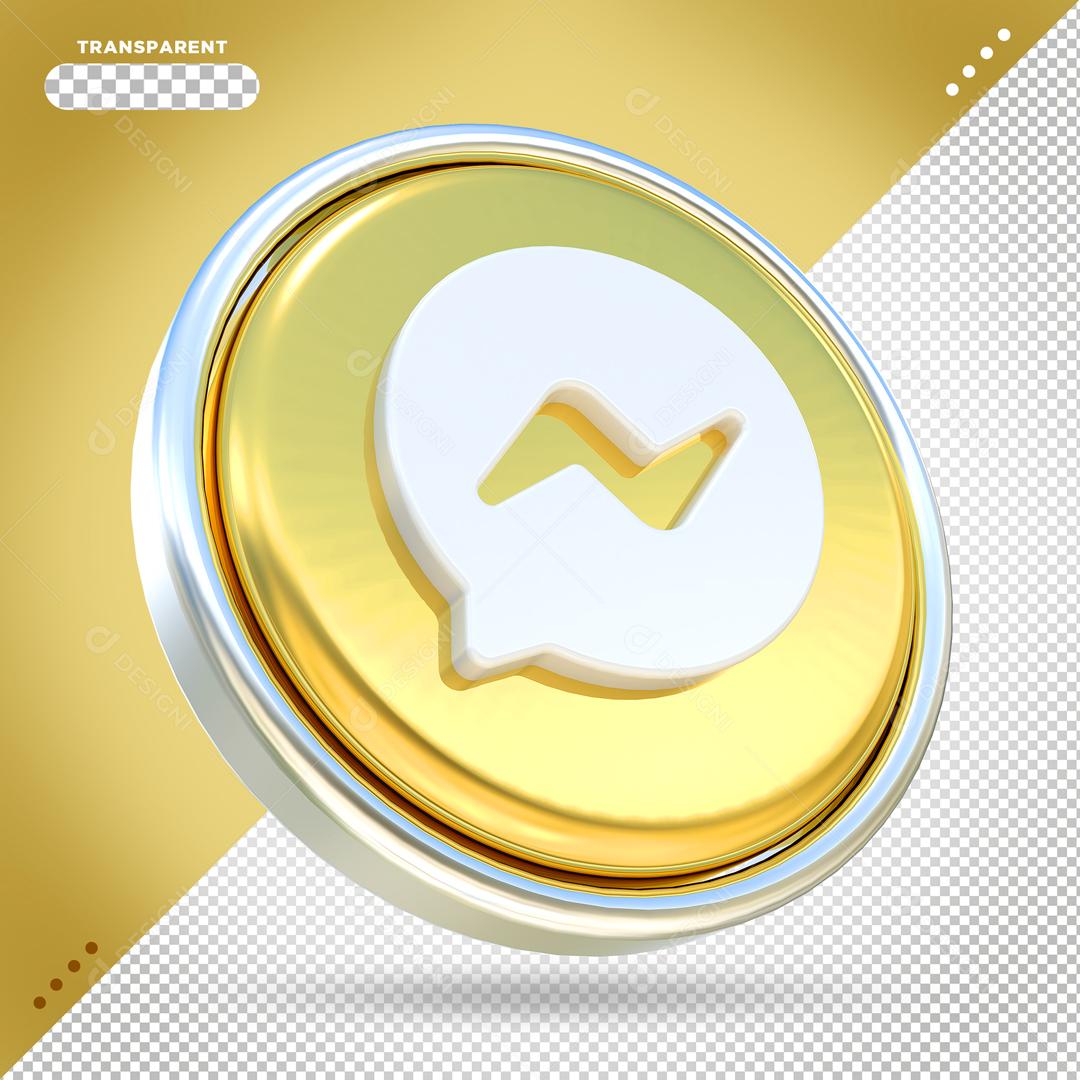Messenger 3D Golden Element For Composition PSD