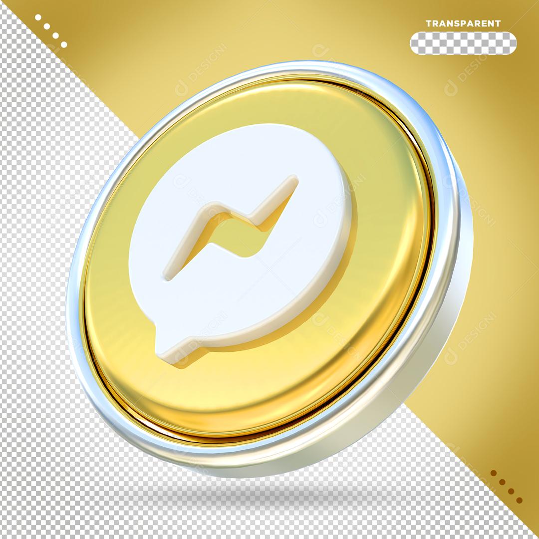 Elemento 3D Messenger Dourado Para Composição PSD