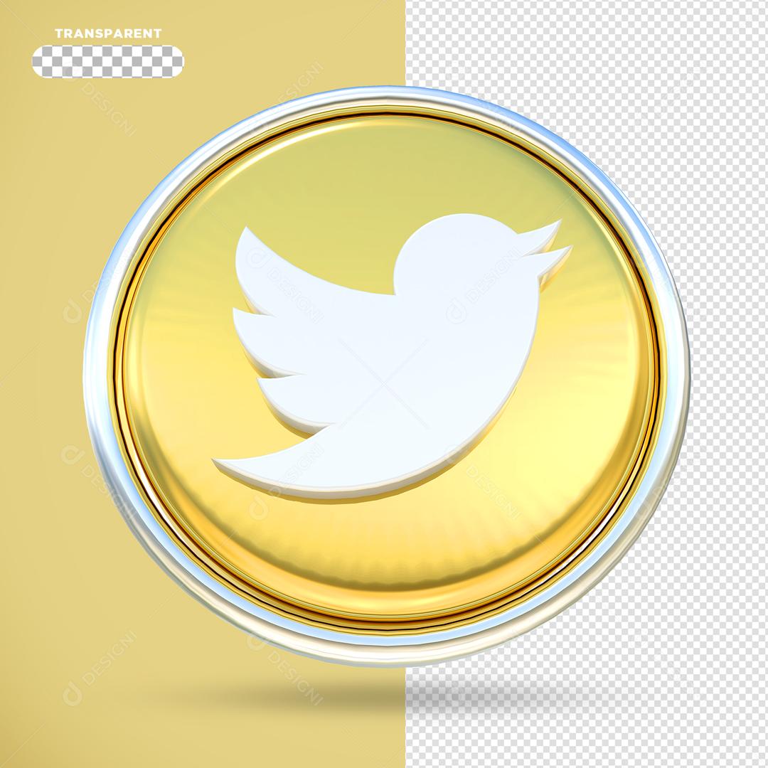 Twitter 3D Elemento Para Composição PSD