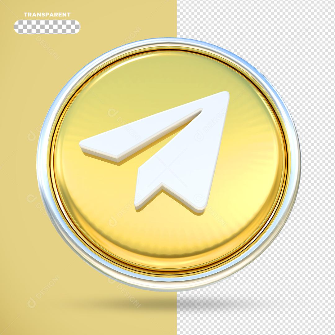 Telegram 3D Elemento Para Composição PSD