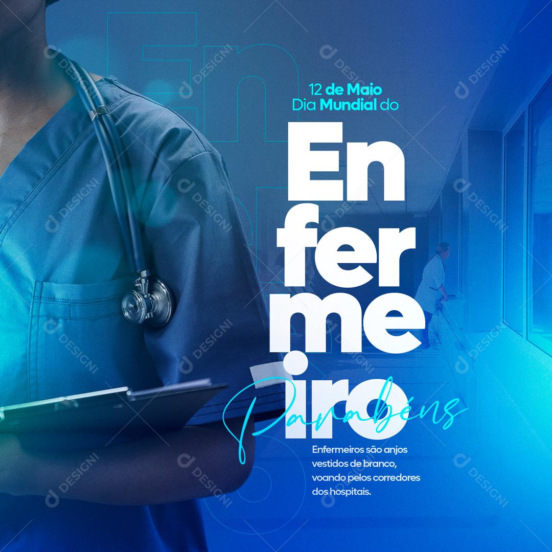 Social Media Enfermeiros são Anjos vestidos de branco Dia do Enfermeiro PSD Editável
