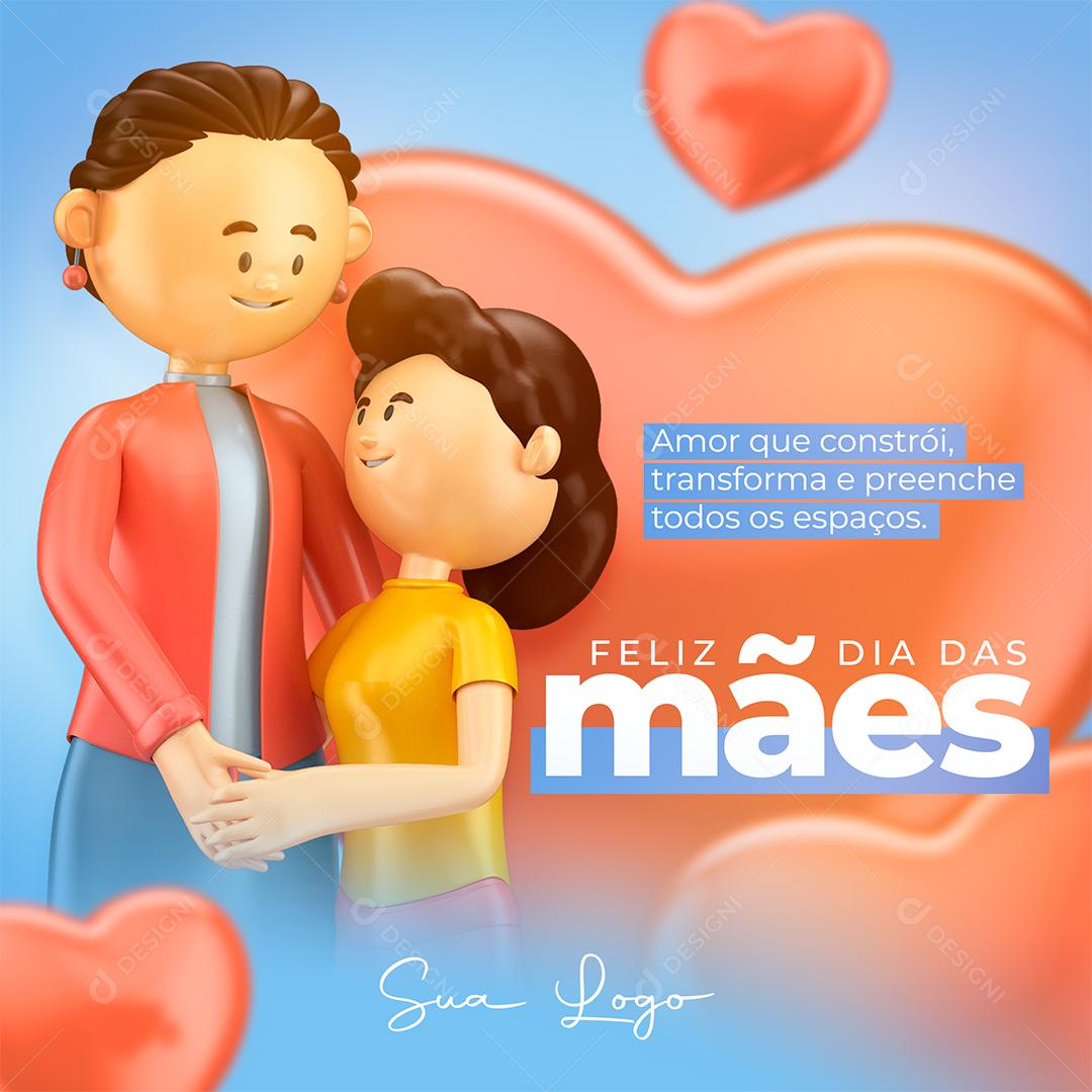 Social Media Amor que Constrói transforma e preenche todos os espaços Dia Das Mães PSD Editável