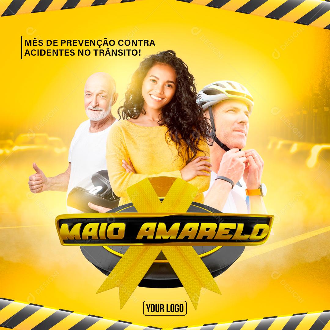 Yellow May A Better Traffic Starts With You Social Media Editable PSD