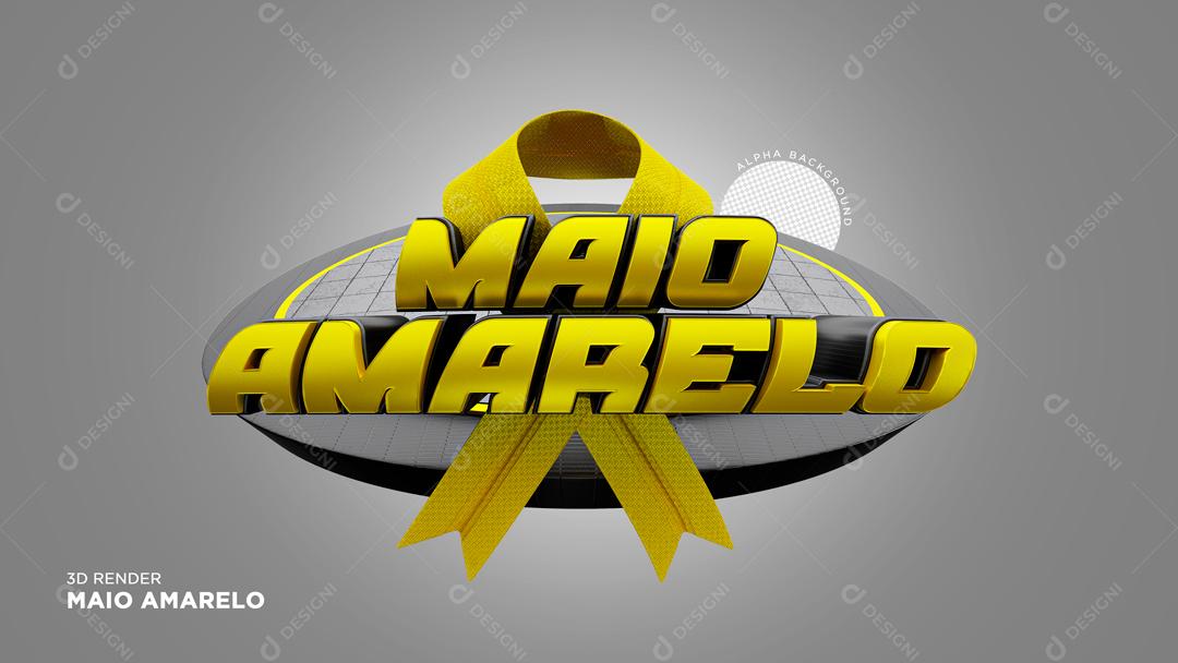 Selo 3D Para Composição Maio Amarelo PSD Editável