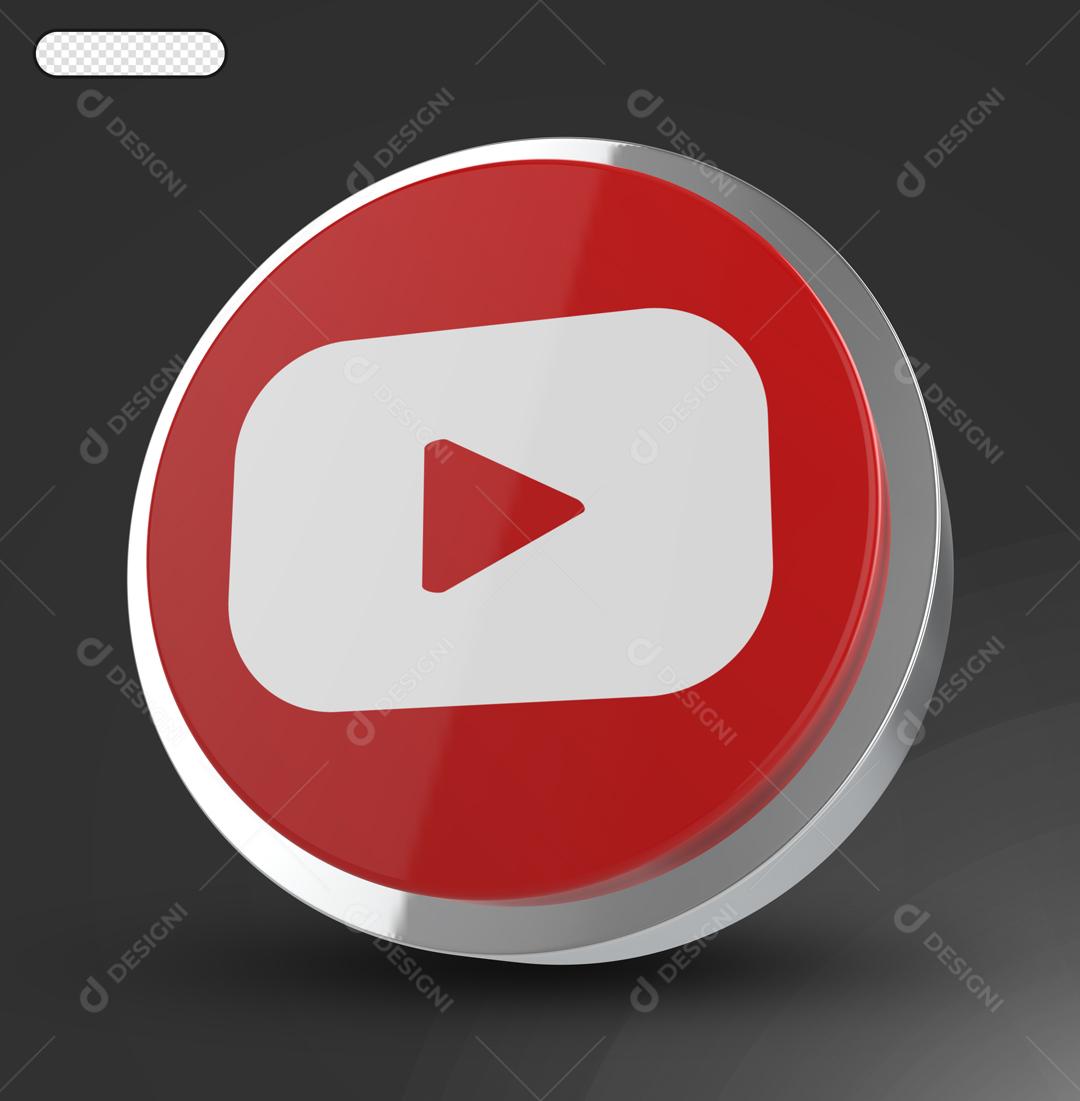 Youtube Ícone 3D Elemento Para Composição PSD