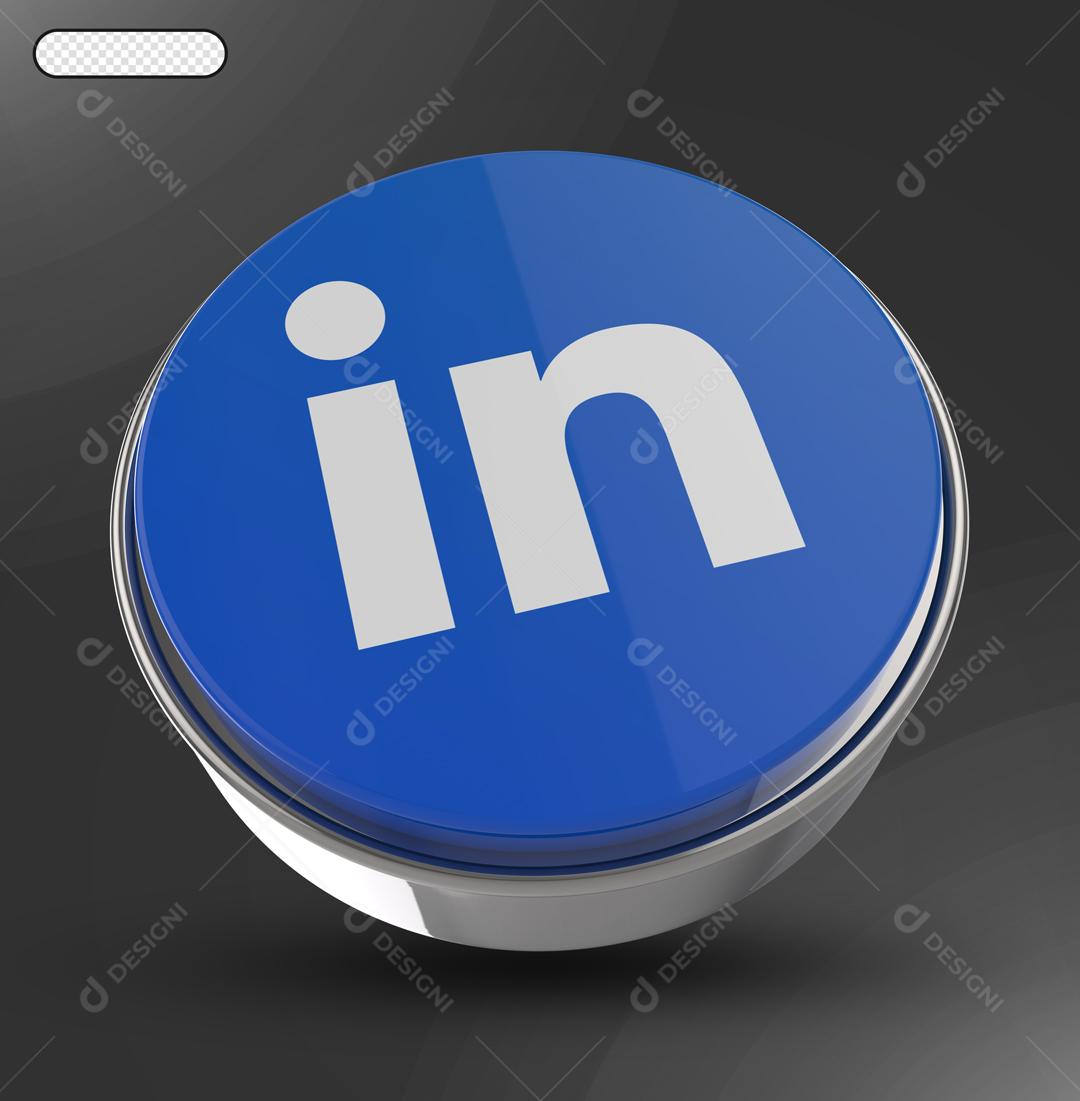 Ícone Linkedin Elemento 3D Para Composição PSD