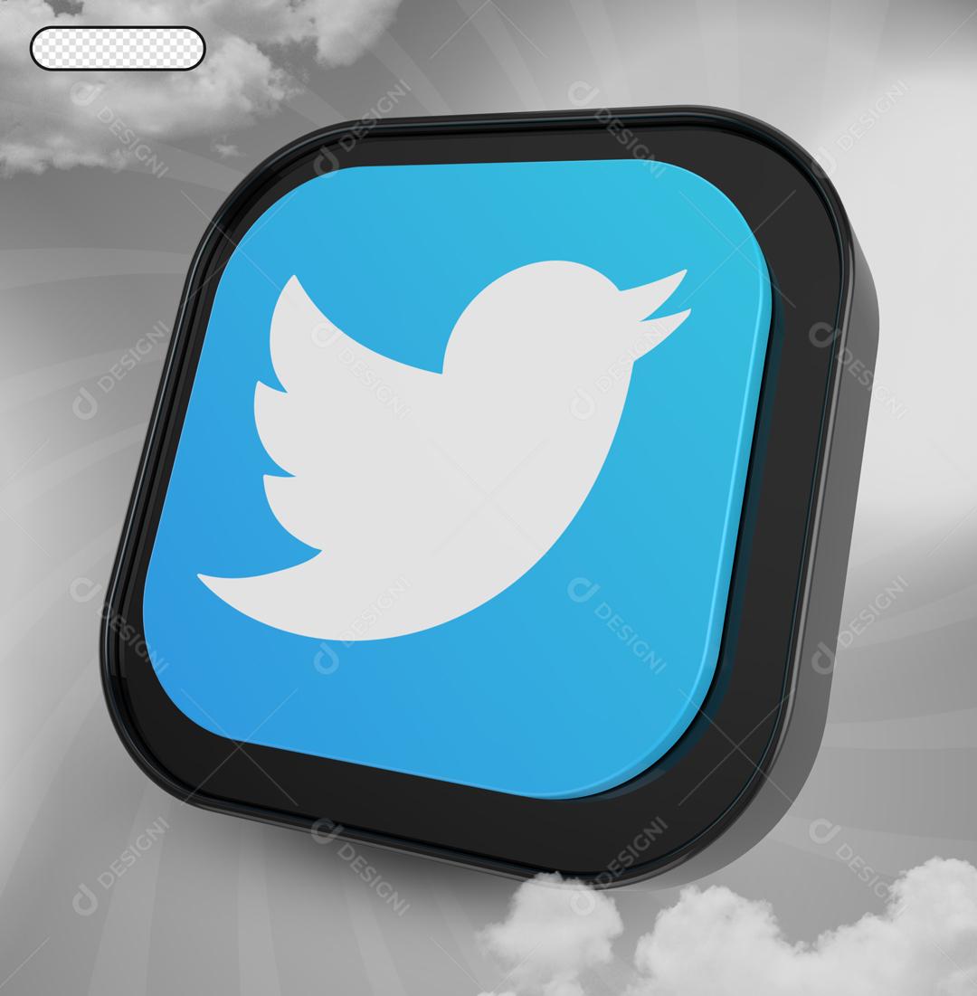 Twitter 3D Elemento Para Composição PSD