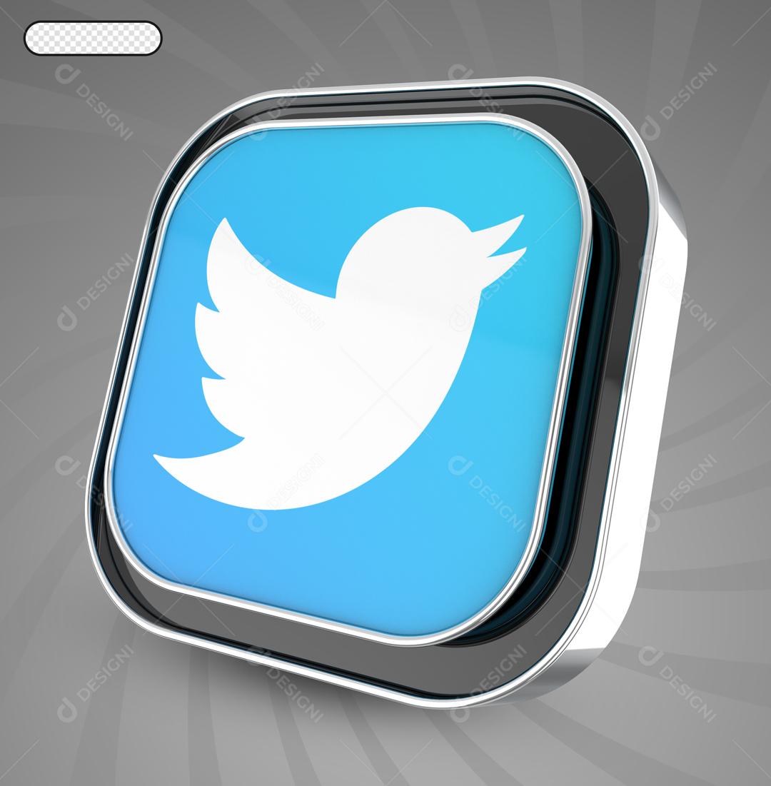 Elemento 3D Twitter Para Composição PSD