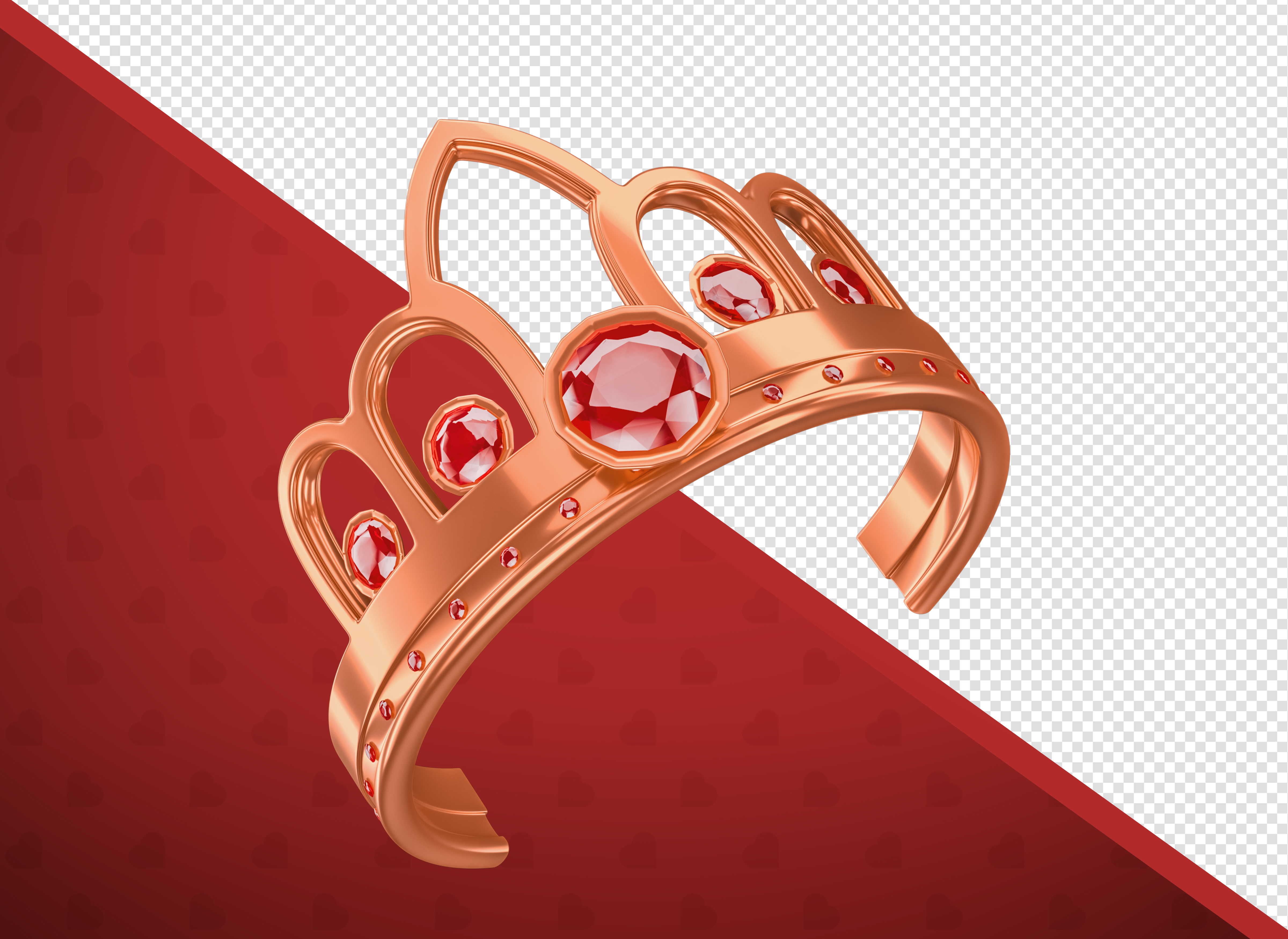3D Element For Composition Crown With Red Jewels Editable PSD