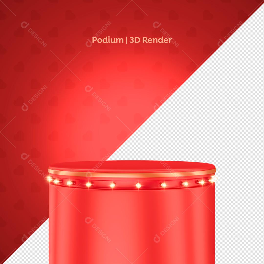 Podium Vermelho Com Luzes 3D Para Composição PSD Editável