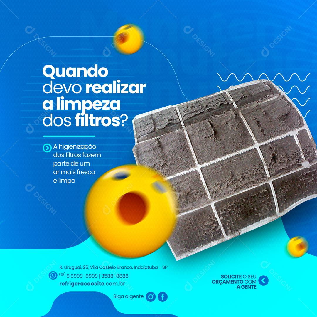 Social Media Quando devo realizar a limpeza de filtros Ar Condicionado PSD Editável