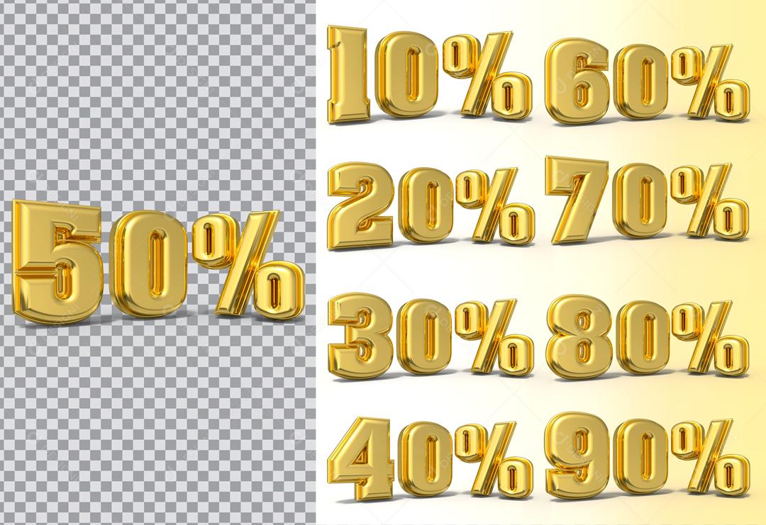 Números 3D Para Composição Amarelo De 10 há 50 % Off PSD Editável