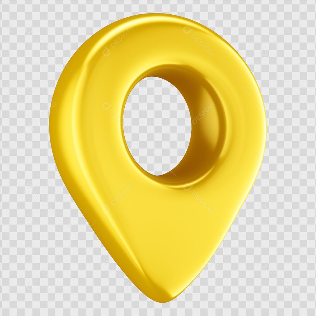 Elemento 3D Pin de Localização Amarelo PSD