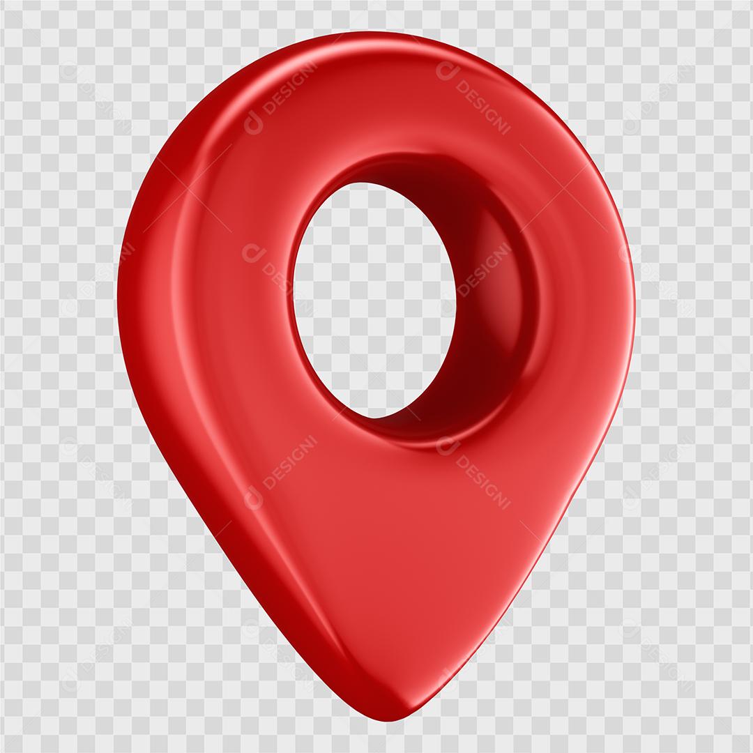 Elemento 3D Pin de Localização Vermelho PSD