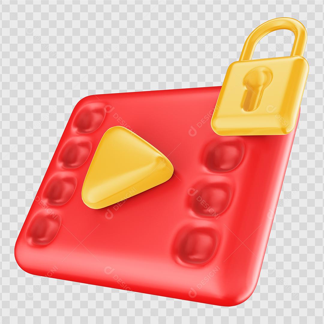 Vídeo 3D Vermelho Elemento Para Composição PSD