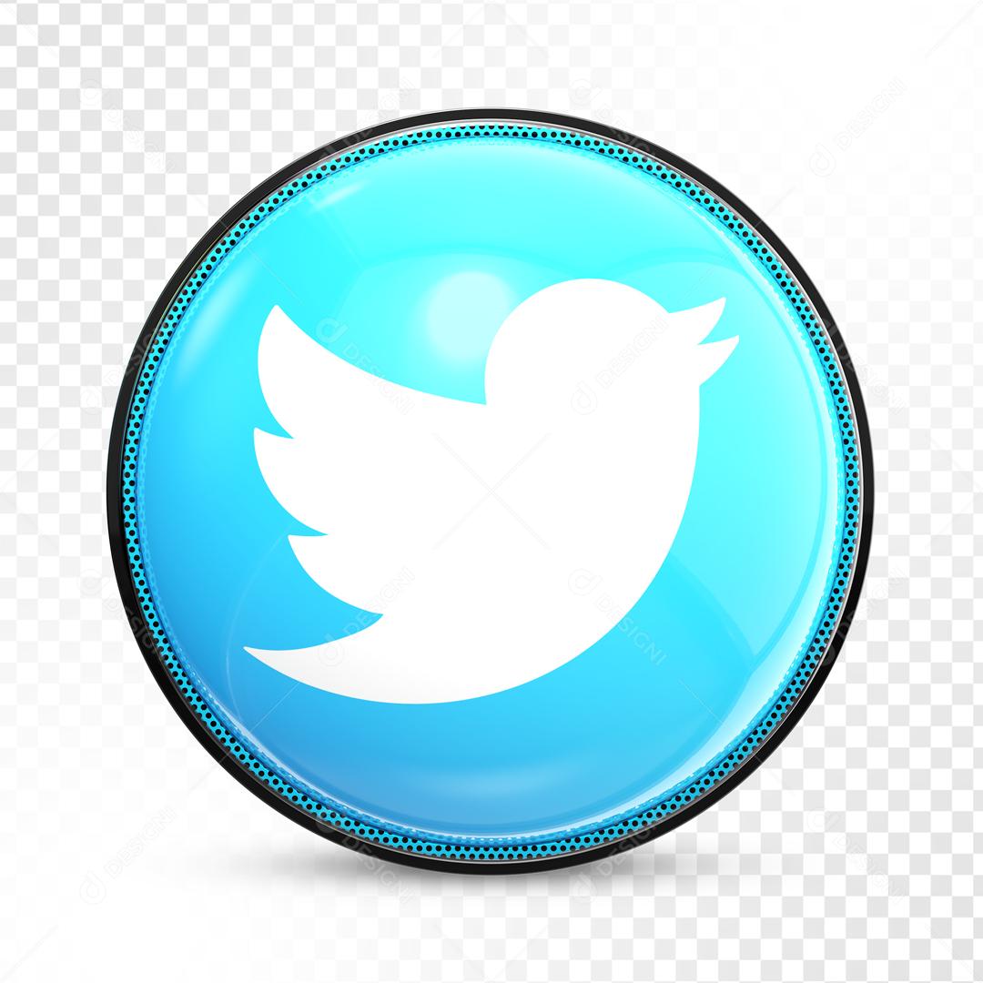 Twitter 3D Elemento Para Composição PSD