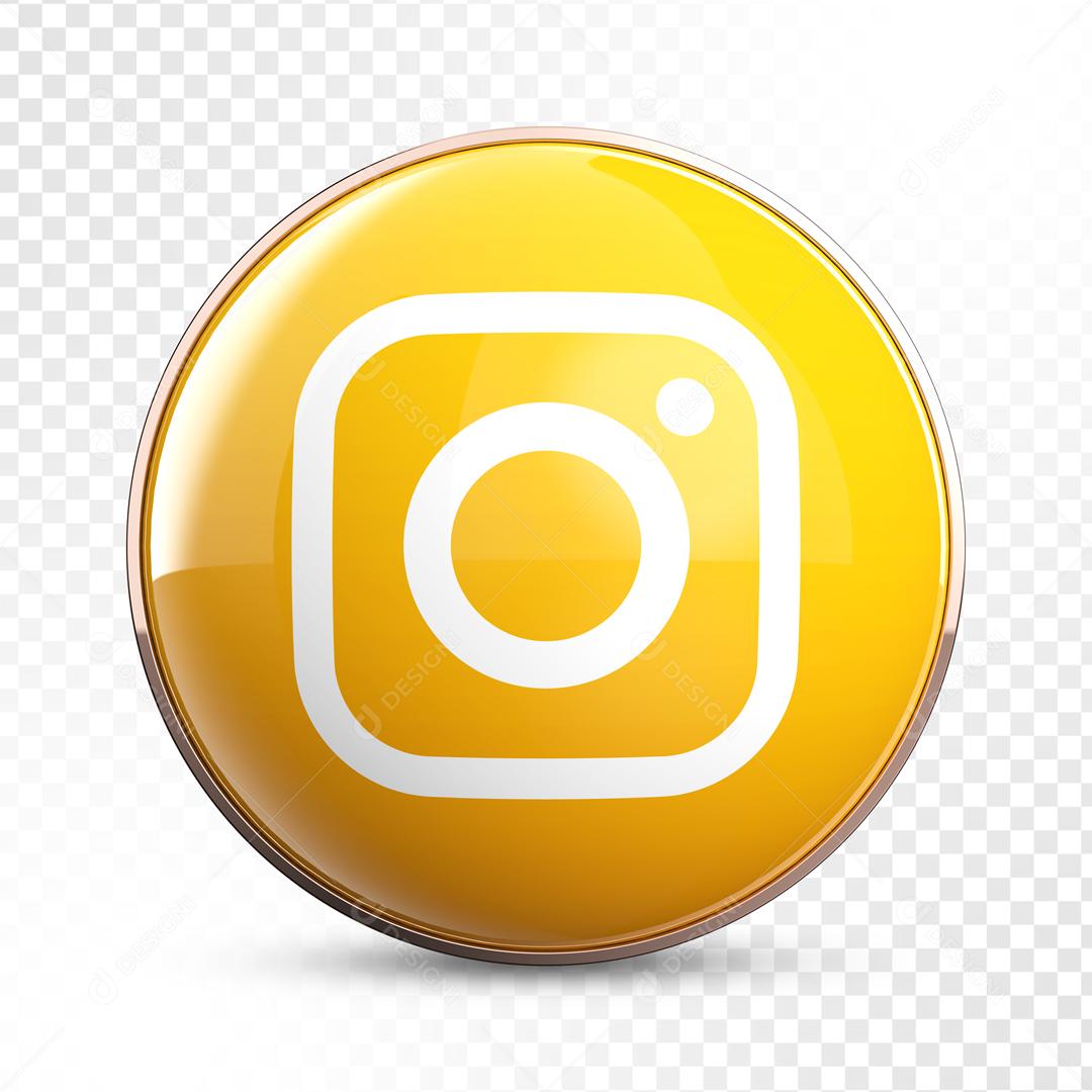 Ícone Instagram 3D Dourado Para Composição PSD