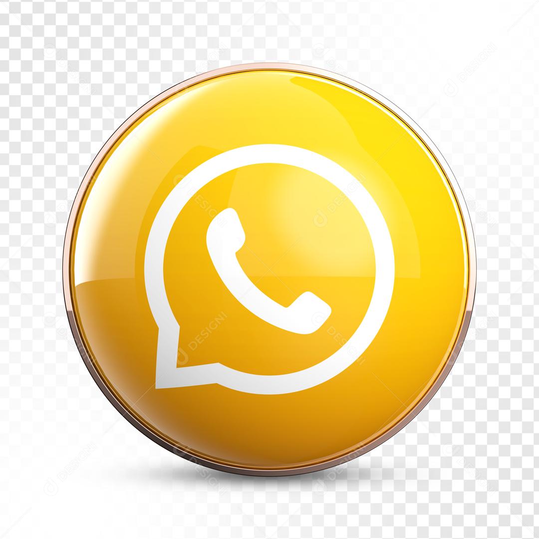 Ícone WhatsApp 3D Dourado Para Composição PSD