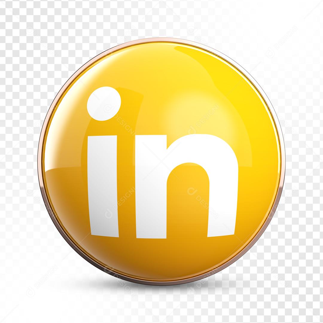 Ícone Linkedin Dourado 3D Elemento Para Composição PSD