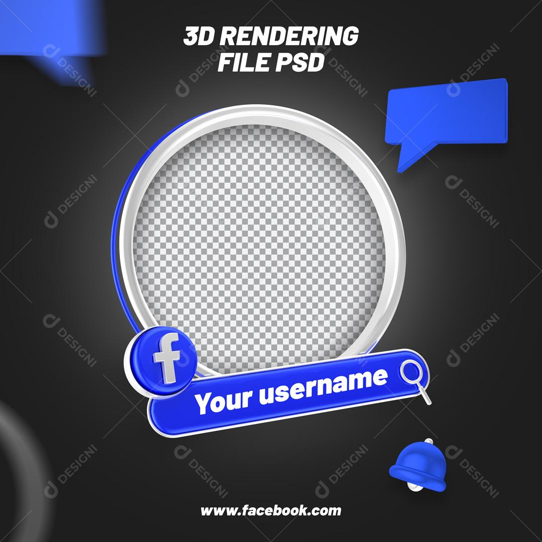 Modura 3D Facebook de Perfil Redondo Para Composição PSD