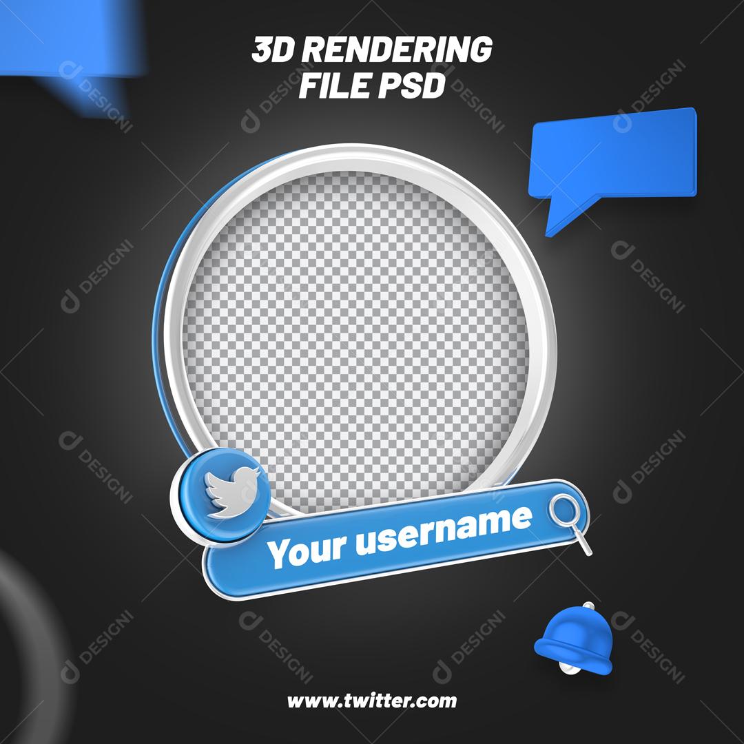 Modura 3D Twitter de Perfil Redondo Para Composição PSD