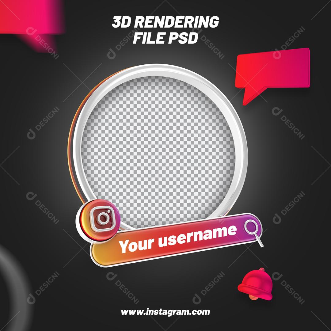 Modura 3D Instagram de Perfil Redondo Para Composição PSD