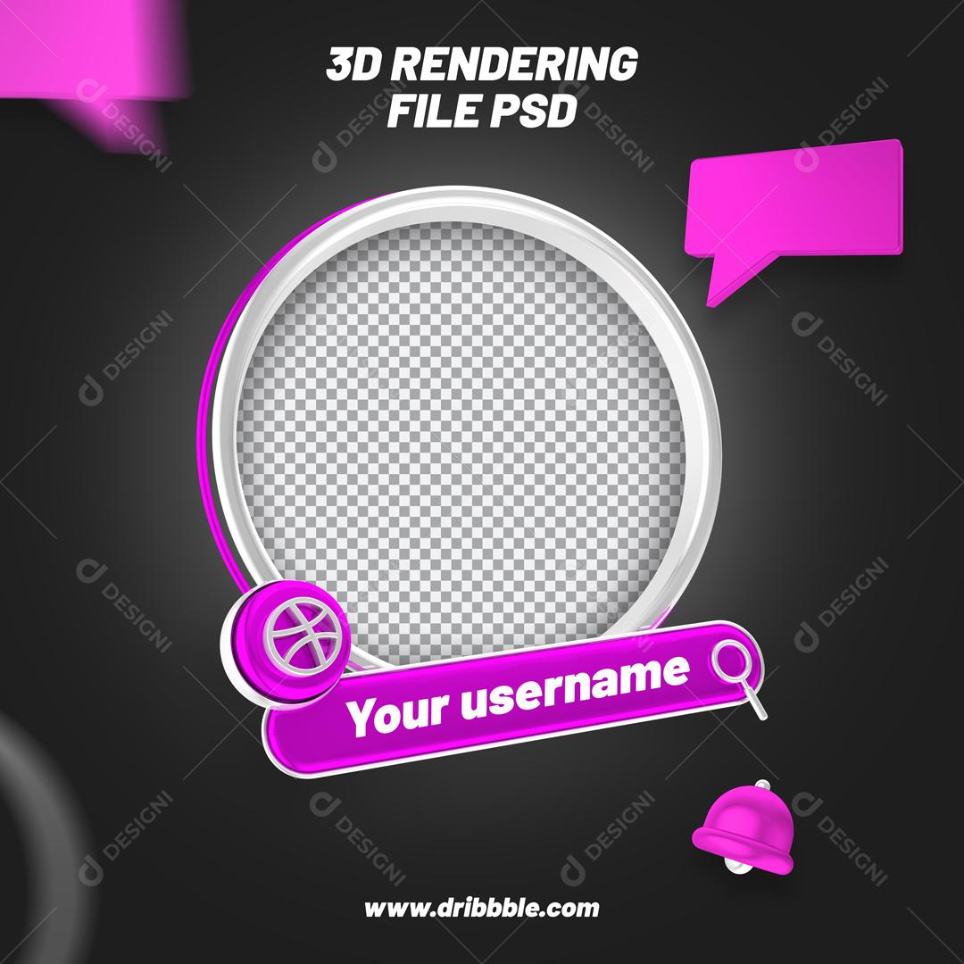 Modura 3D Dribbble de Perfil Redondo Para Composição PSD