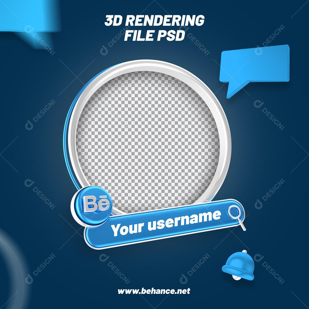 Modura 3D Behance de Perfil Redondo Para Composição PSD