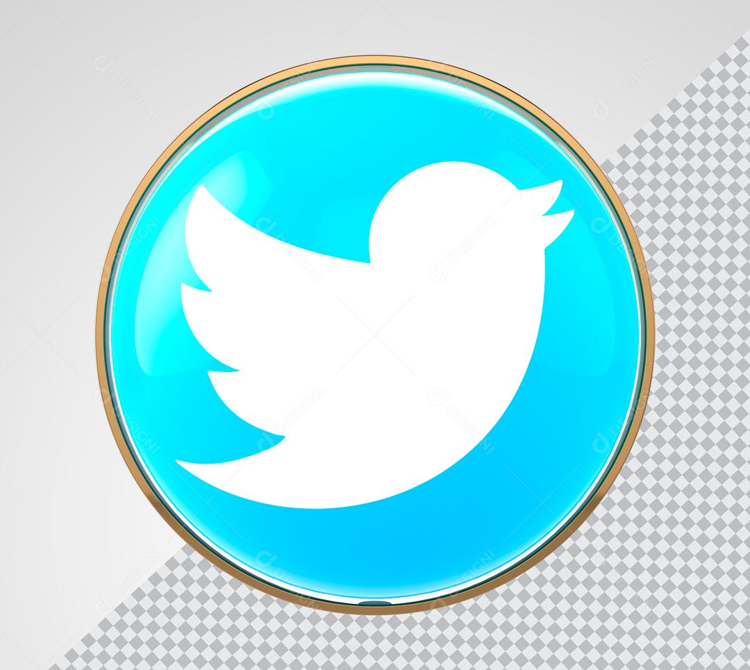 Twitter Ícone 3D Elemento Para Composição PSD