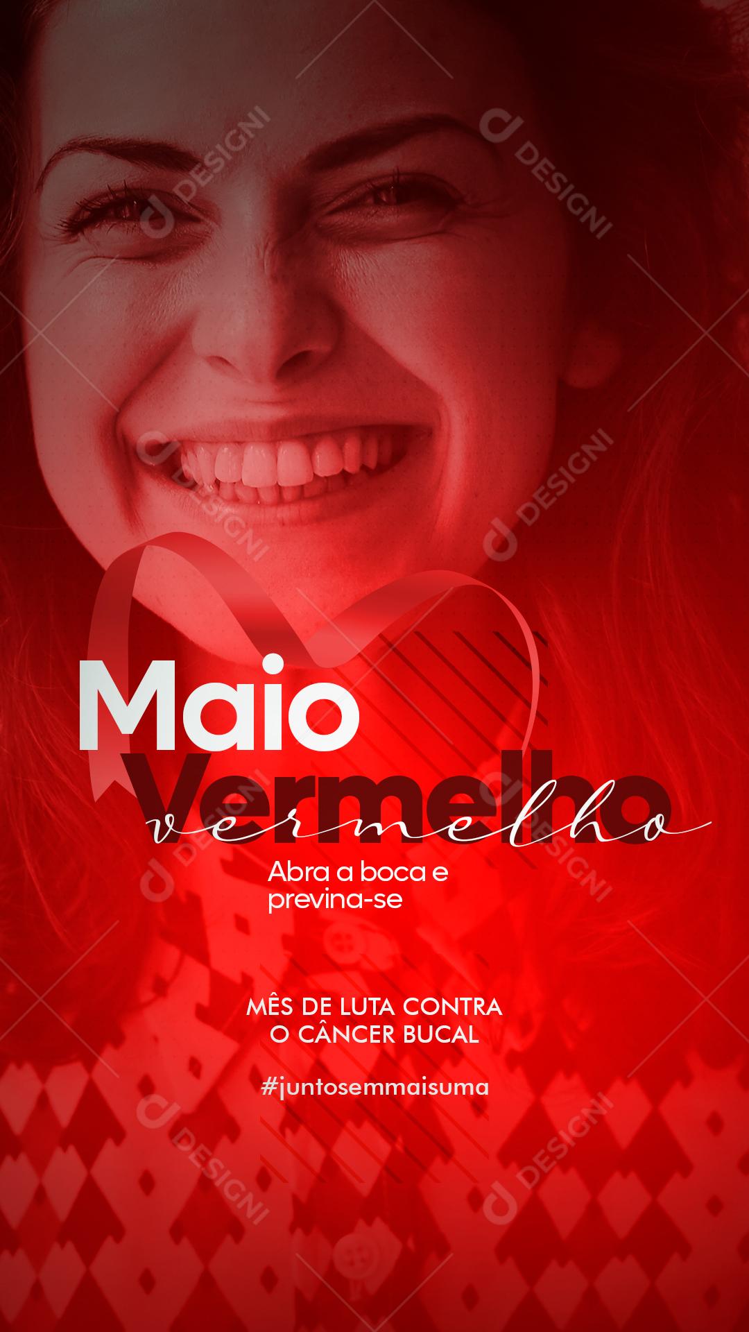 Social Media Story Maio Vermelho Mês de Luta Contra o Câncer PSD Editável