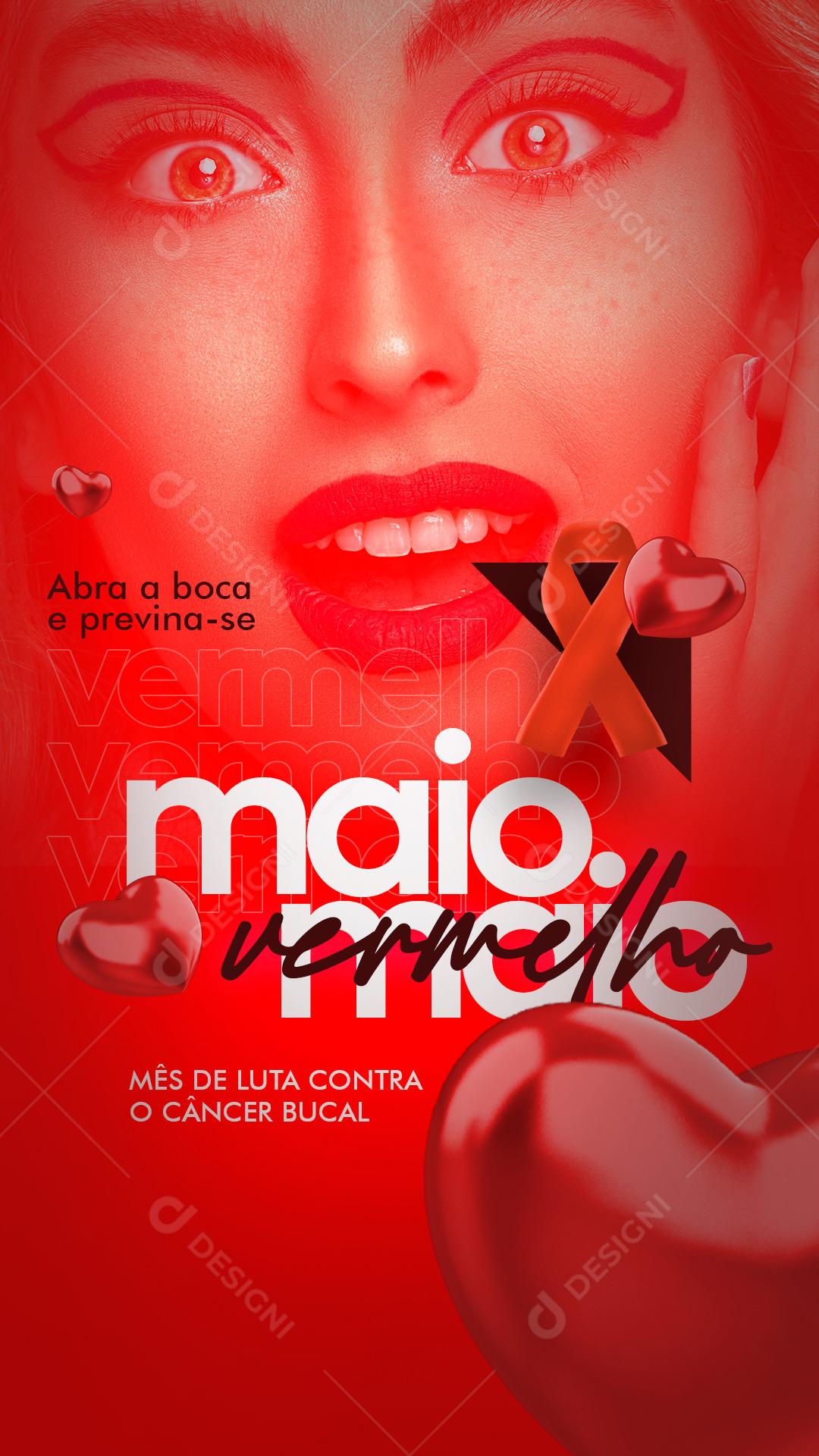 Social Media Story Maio Vermelho Abra a Boca PSD Editável