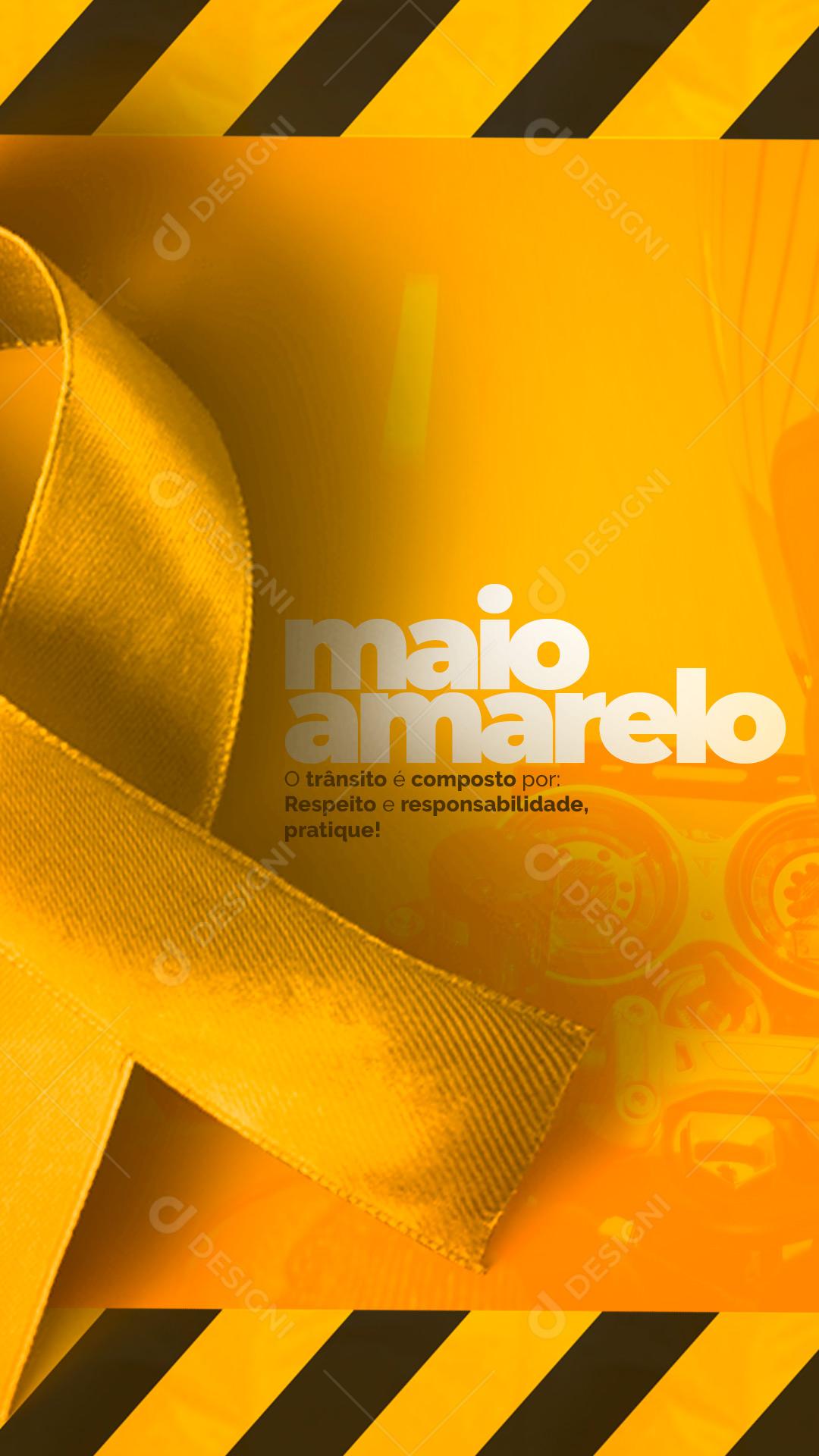 Social Media Story Maio Amarelo Respeito e Responsabilidade PSD Editável