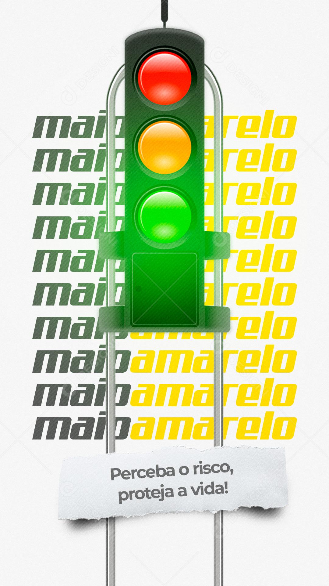 Social Media Story Maio Amarelo Perceba O Risco PSD Editável