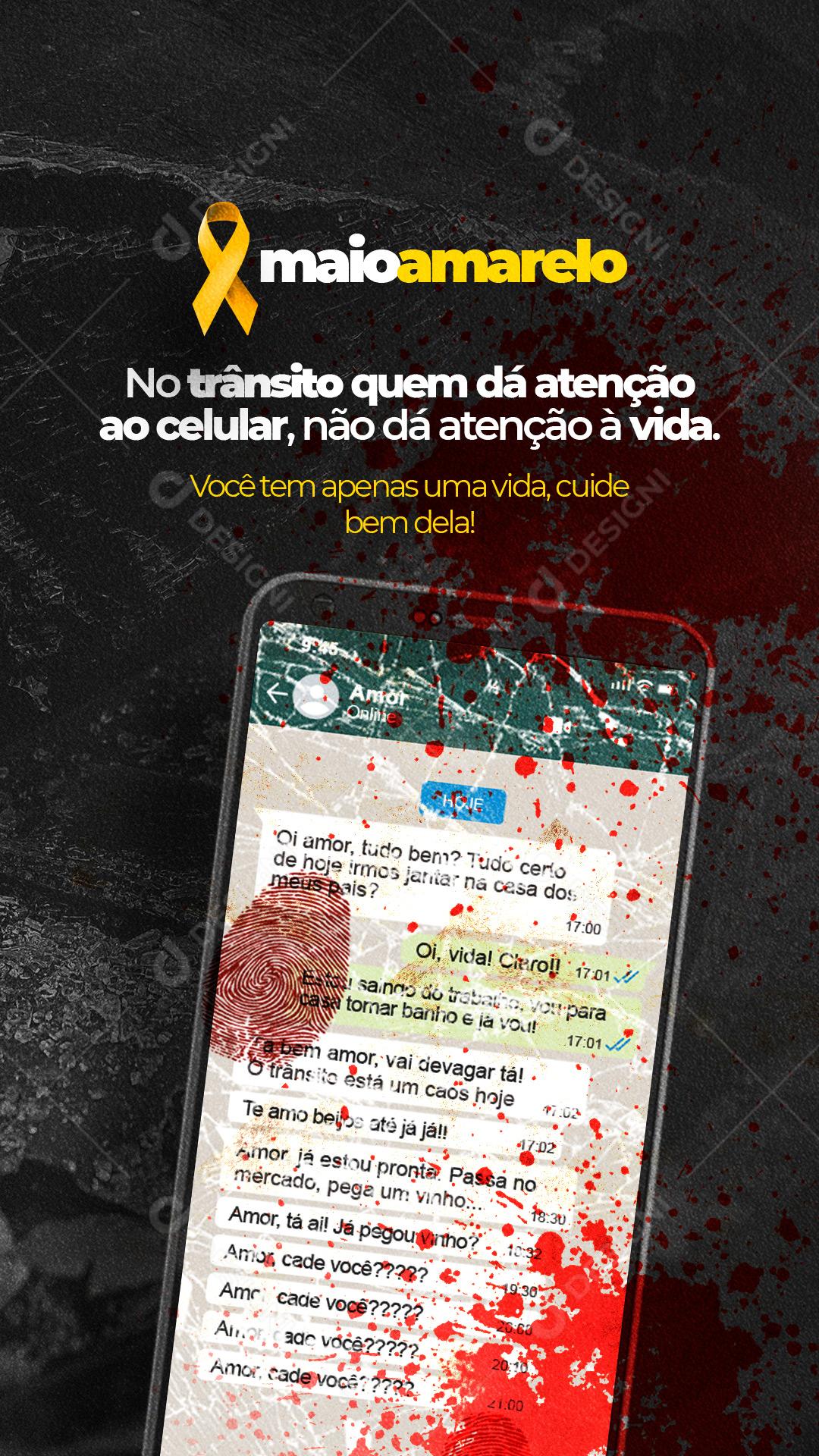 Social Media Story Maio Amarelo No Trânsito PSD Editável